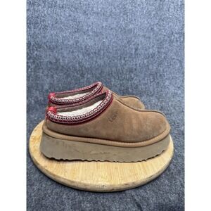 UGG Clog Slipper Shoes Womens Size 6 Brown Suede Shearling Lined Platform Mules